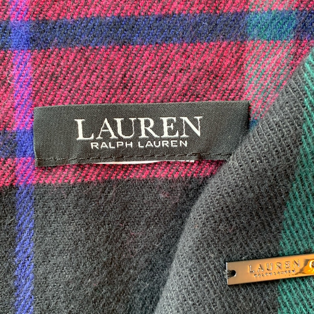 LAUREN RALPH LAUREN PLAID LARGE SCARF 72”x30” - Picture 2 of 4